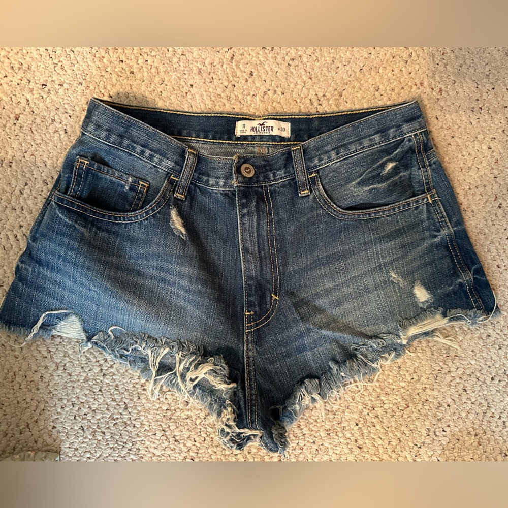 Hollister Raw Hem Blue Denim Cutoff Shorts